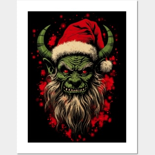 Vintage Krampus Christmas Holiday Horror Graphic Posters and Art